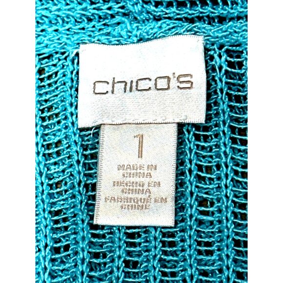 Chicos Open Front Sheer Knit Cardigan Lightweight Trendy Stylish Layering Piece - Picture 5 of 9